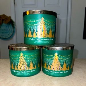 3 Bath & Body Works candles - in the scent “Under the Christmas Tree”.